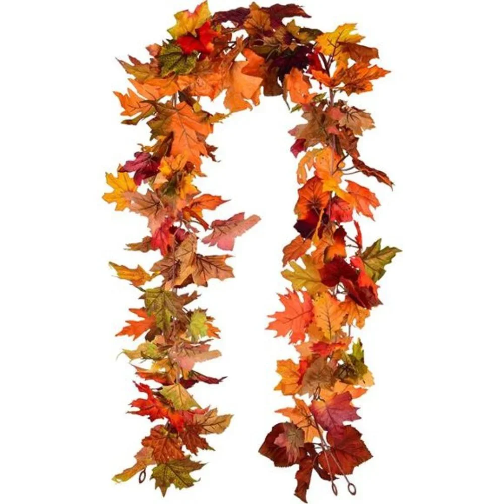 2 Pack Fall Maple Garland - 5.9ft/ Artificial Fall Foliage Garland (Mixed Color)